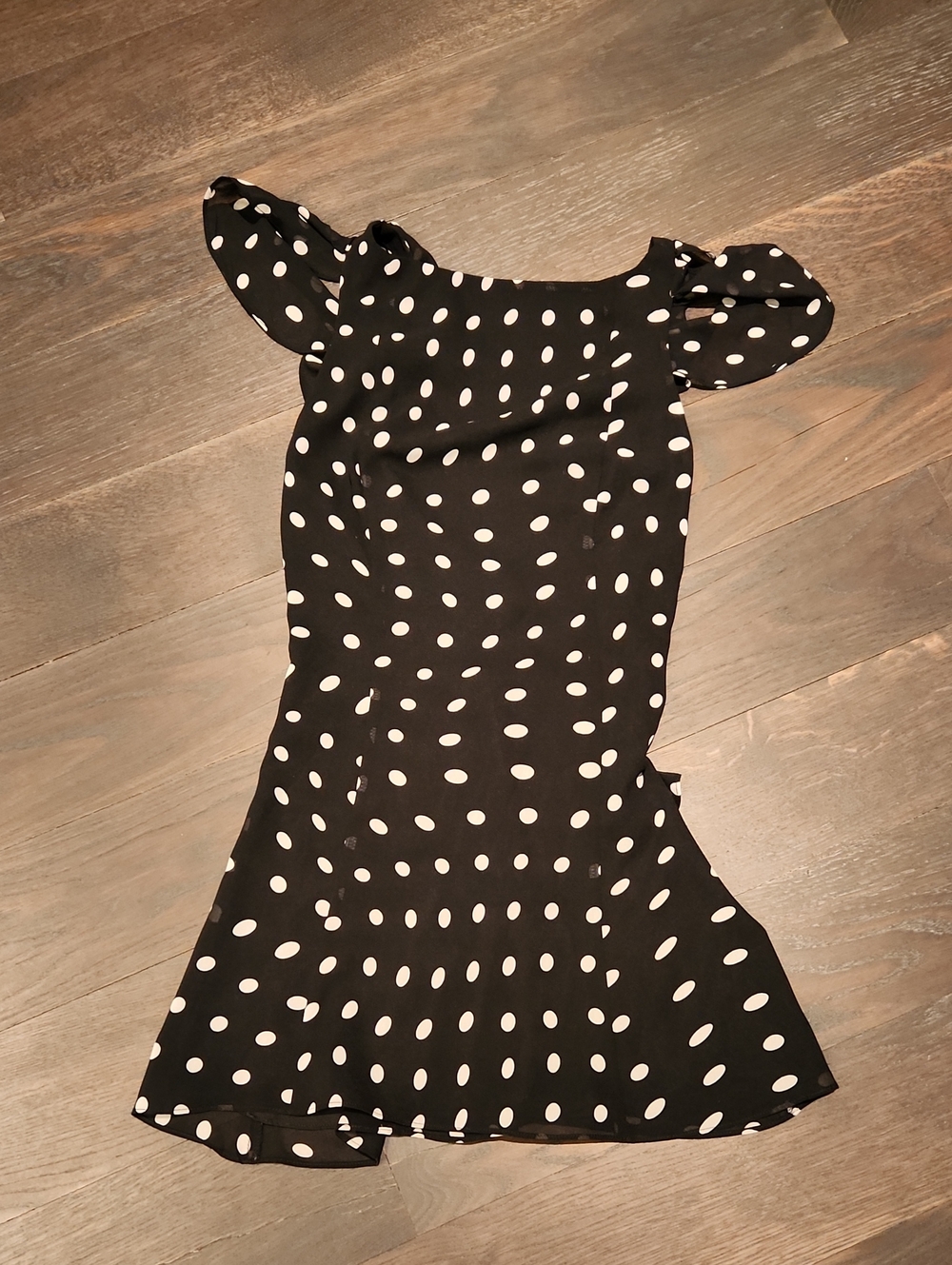 LPA Black and White Polka Dot Tie-Strap Dress